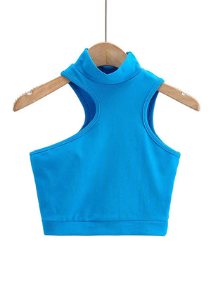High Neck Sleeveless Crop Top