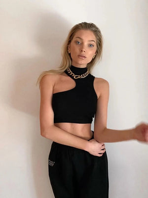 High Neck Sleeveless Crop Top