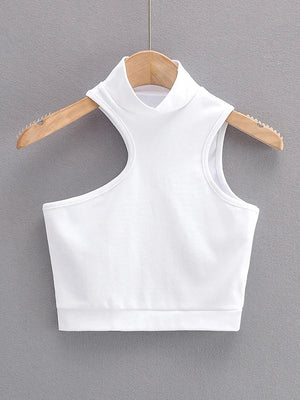 High Neck Sleeveless Crop Top