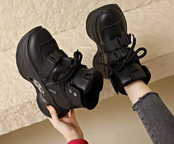 High Platform Black Sneakers