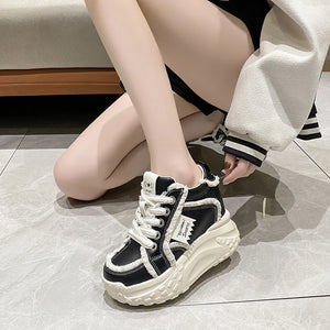High Platform Women Sneakers Black