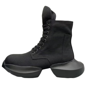 High Top Canvas Black Men Boots