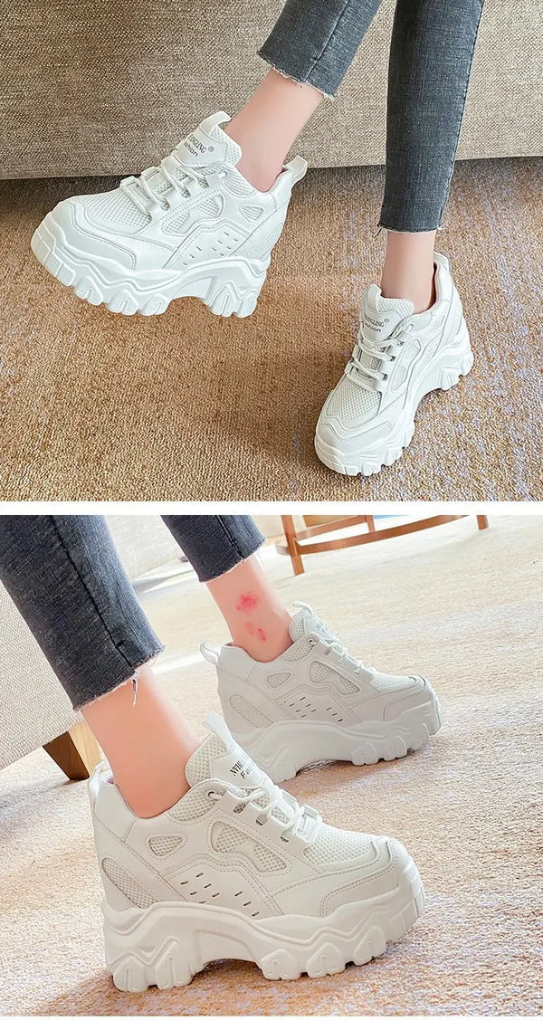 High Top Platform White Sneakers
