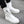 High Top Techwear Boots in White worn with black joggers, side zip, white laces and ridged sole