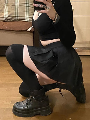 High Waist Cargo Mini Skirt