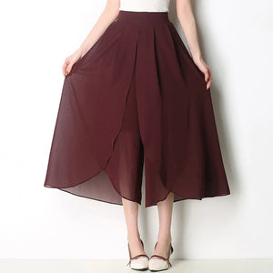 High Waist Chiffon Skirt Pants