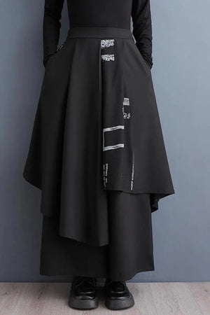 High Waist Skirt Pants Black