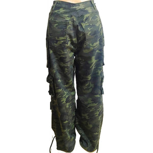 High Waisted Button Camo Cargo Pants