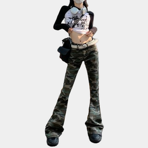 High waisted camo cargo pants