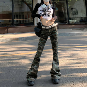 High waisted camo cargo pants