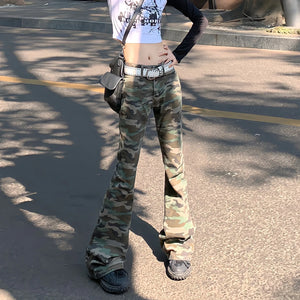 High waisted camo cargo pants