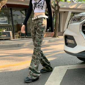 High waisted camo cargo pants