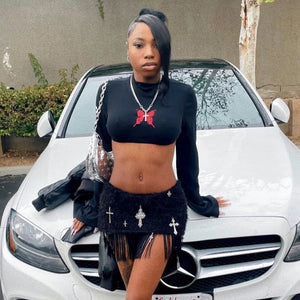 High Waisted Cargo Mini Skirt