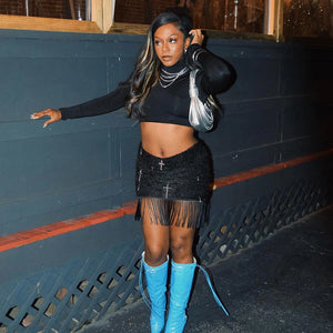 High Waisted Cargo Mini Skirt