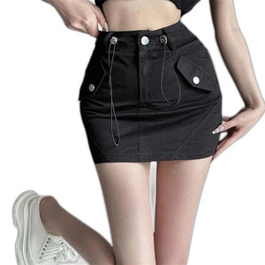 High Waisted Cargo Skirt - product view on white background