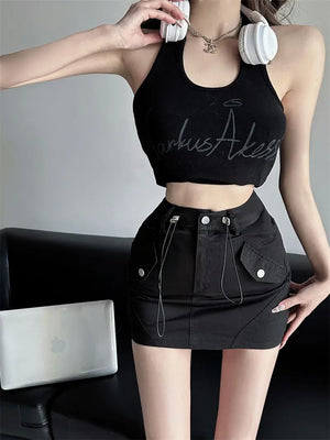 High Waisted Cargo Skirt