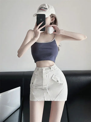 High Waisted Cargo Skirt