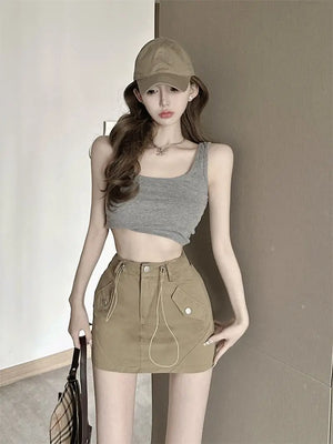 High Waisted Cargo Skirt