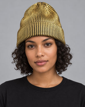 2025 Autumn Winter Metal Colour Coating Holographic Knitted Hat Men Women Harajuku Hip Hop Warm Skull Cap Beanie
