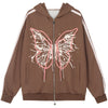 Hoodie Zip Y2K Butterfly Graphic