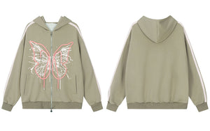 Hoodie Zip Y2K Butterfly Graphic