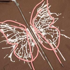 Hoodie Zip Y2K Butterfly Graphic