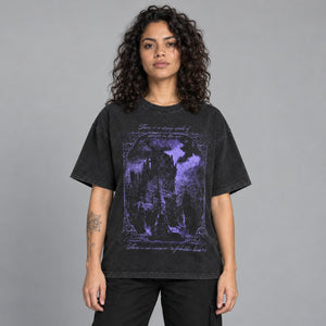 Horror Castle Graphic Y2K Tee – worn by a woman