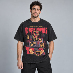 Horror Movie Graphic Y2K Shirt – worn by a man