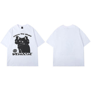 Hydra Cat Graphic Y2K T Shirt