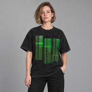 Illusion Letter Printed Y2K Tee – worn by a woman