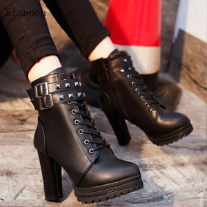 Black Lace Up Ankle Boot