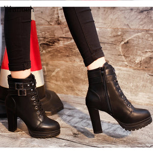 Black Lace Up Ankle Boot