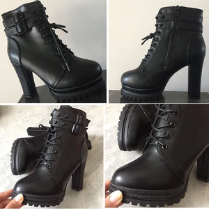 Black Lace Up Ankle Boot
