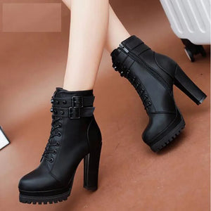 Black Lace Up Ankle Boot