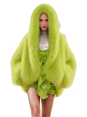 Veste de printemps en fausse fourrure de renard pour femme