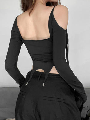 Irregular Cyber Y2k Black Top