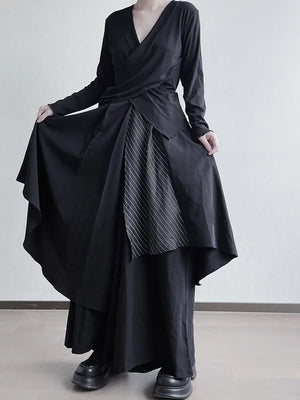 Irregular Elastic Waist Skirt Pants