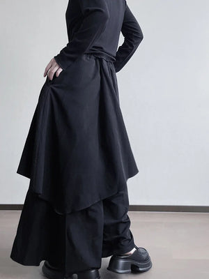 Irregular Elastic Waist Skirt Pants