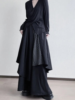 Irregular Elastic Waist Skirt Pants