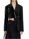 Irregular PU Leather Spring Women Suit Jacket