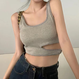 Irregular Sleeveless Crop Top