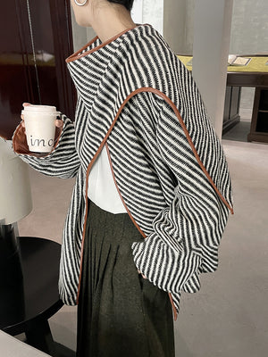 Jacket Women Spring Wool PU Leather