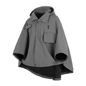 Japanese Cloak Techwear Hoodie in black — dark techwear streetwear, view 6 of 6