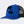 Blue Kanji Mesh Trucker Hat with a black mesh back and black brush-stroke 戰神 print, side view