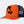 Orange Kanji Mesh Trucker Hat with black mesh panels, three-quarter side view of the black print