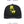 Front view of the black trucker hat with a yellow kanji print, colour swatches and a baseball cap caption