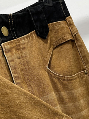 Khaki Scratched Jeans Women's Y2K