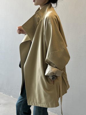 Khaki Trench Spring Jacket For Women