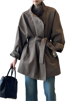 Khaki Trench Spring Jacket For Women
