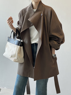 Khaki Trench Spring Jacket For Women